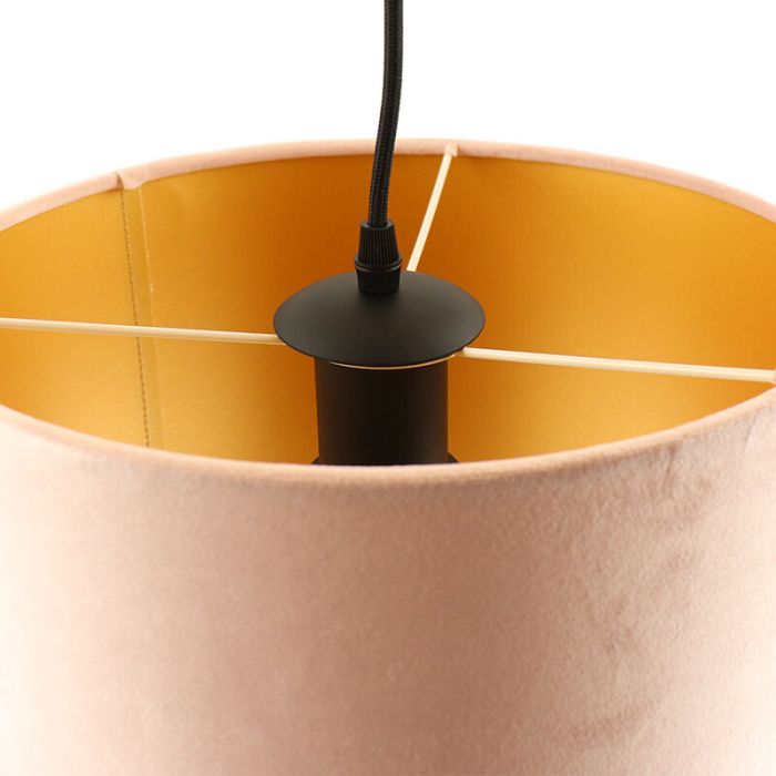 Hanglamp Urvin, roze met goud velours, 30 cm