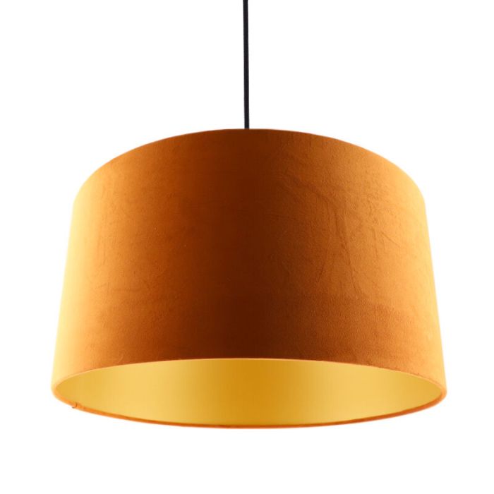 Hanglamp Urvin, oranje met goud velours, 40 cm