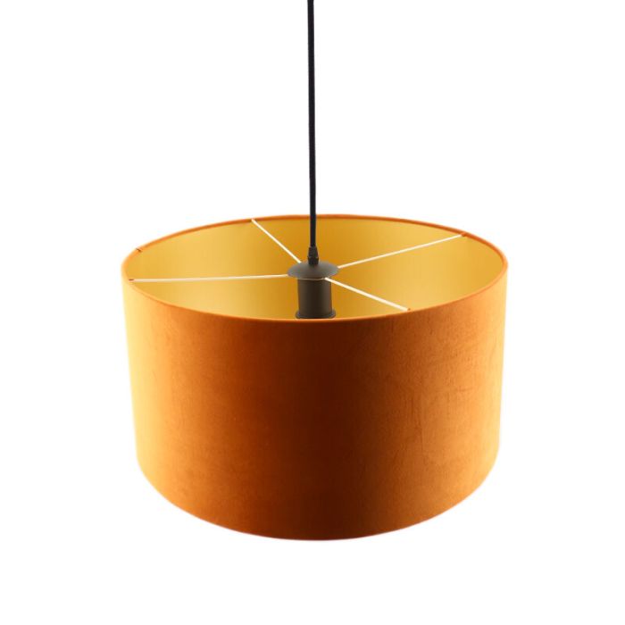 Hanglamp Urvin, oranje met goud velours, 40 cm