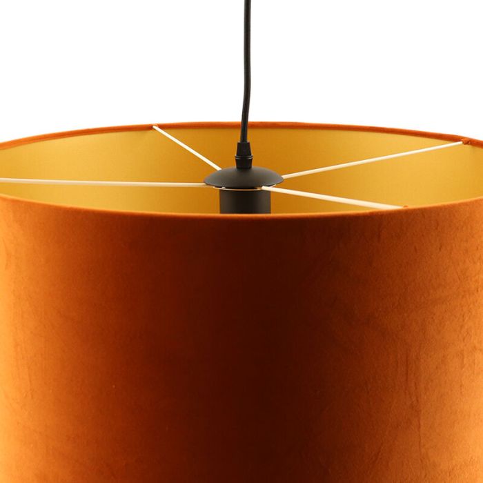 Hanglamp Urvin, oranje met goud velours, 40 cm