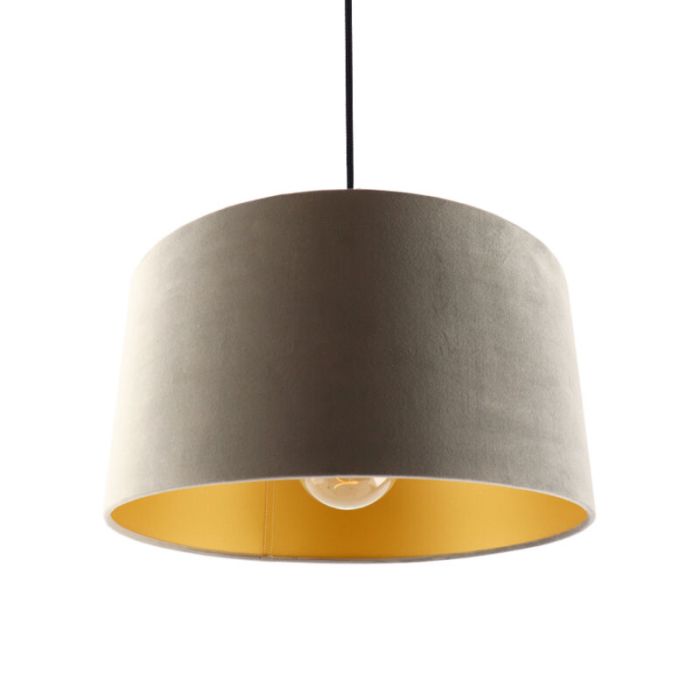 Hanglamp Urvin, grijs met goud velours, 40 cm