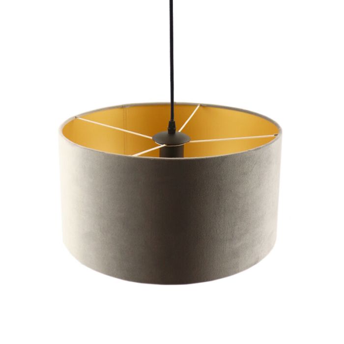 Hanglamp Urvin, grijs met goud velours, 40 cm