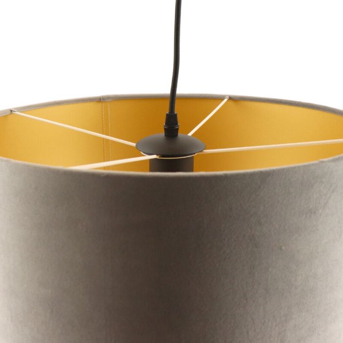 Hanglamp Urvin, grijs met goud velours, 40 cm