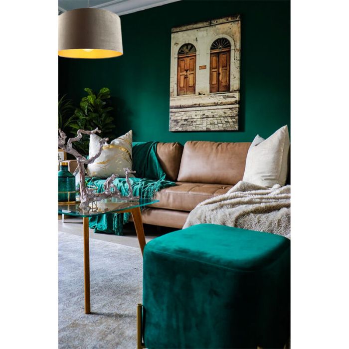 Hanglamp Urvin, grijs met goud velours, 40 cm