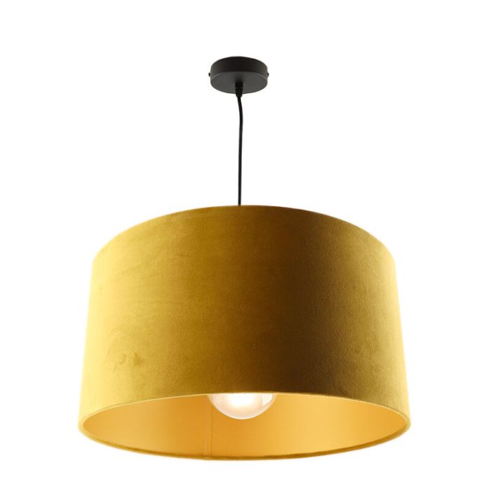 Hanglamp Urvin, geel met goud velours, 50 cm