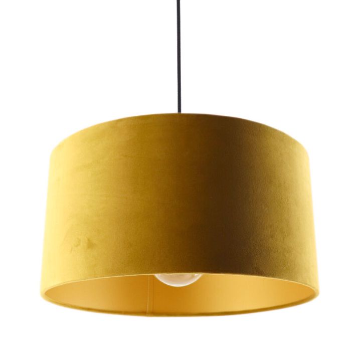 Hanglamp Urvin, geel met goud velours, 50 cm