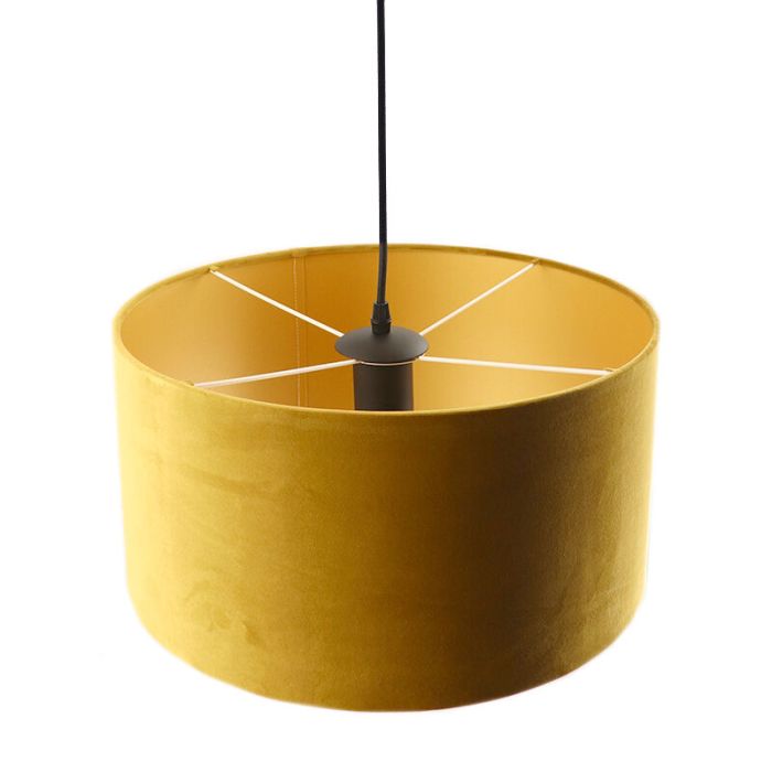Hanglamp Urvin, geel met goud velours, 50 cm