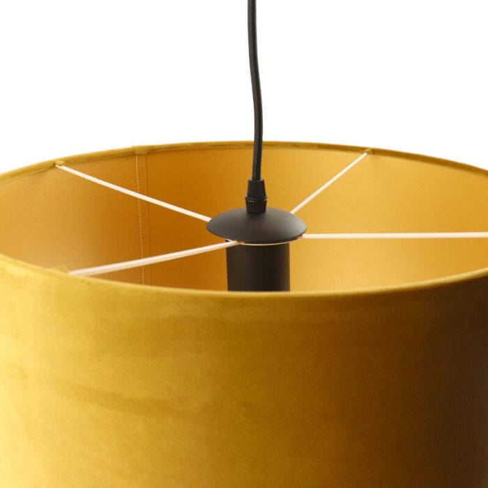 Hanglamp Urvin, geel met goud velours, 50 cm