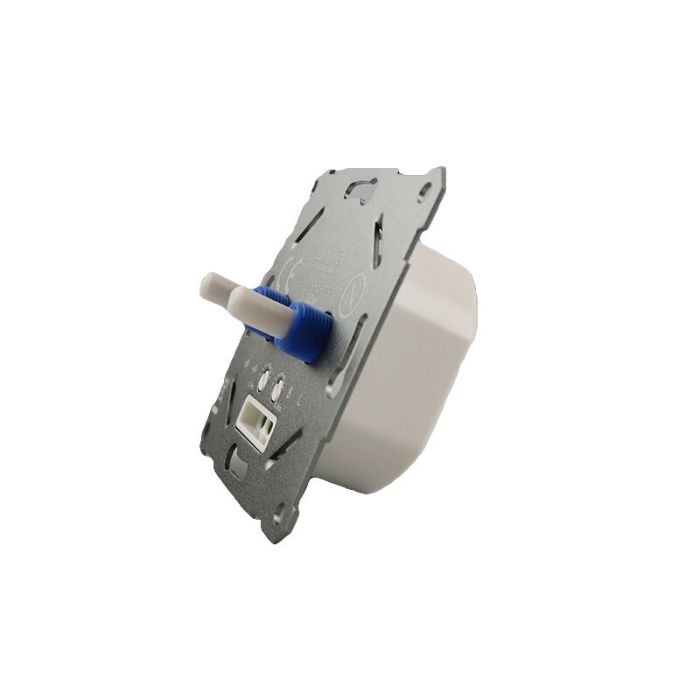 Duo dimmer, switch, met witte afdekraam en centraalplaat