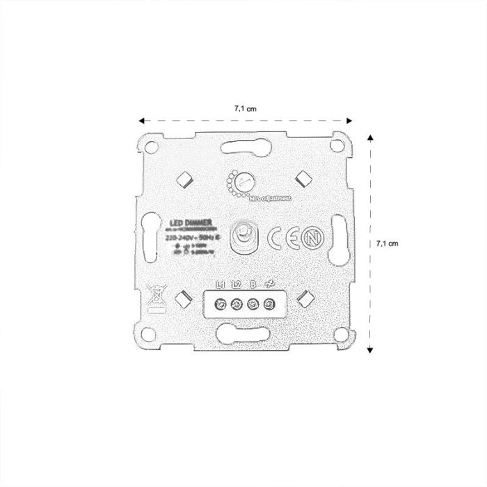 Duo dimmer, switch, met witte afdekraam en centraalplaat