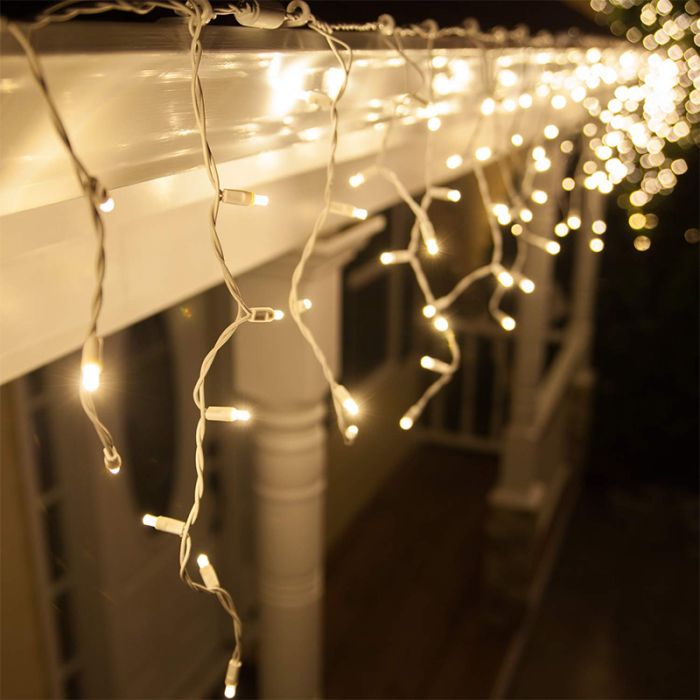 6m koppelbare ijspegelverlichting, Zwart snoer, IP67, 50 cm hoog - Warm wit