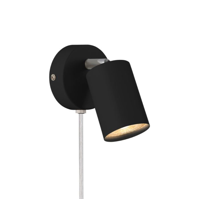 Zwarte wandspot modern, Explore, met schakelaar