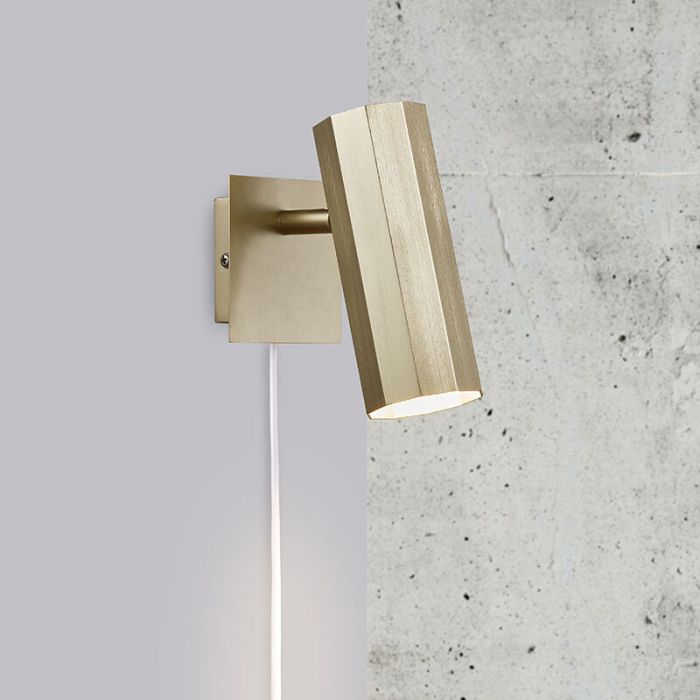 Messing wandlamp modern, Alanis, met schakelaar