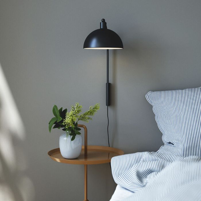 Zwarte wandlamp aluminium, Ellen, met schakelaar