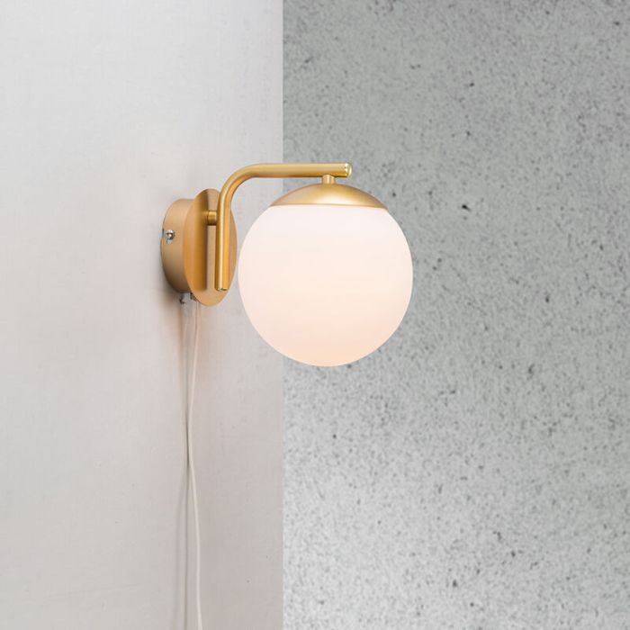 Messing wandlamp design, Grant, met schakelaar