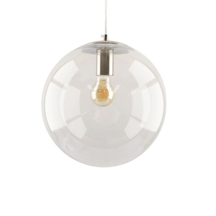 Bol hanglamp Dolf, nikkel ophangpendel, Transp. glas, 40cm