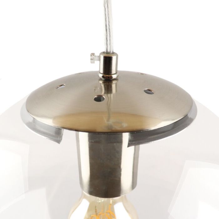 Bol hanglamp Dolf, nikkel ophangpendel, Transp. glas, 40cm
