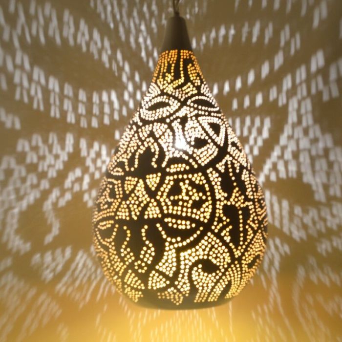 Witte oosterse hanglamp filigrain, Zina