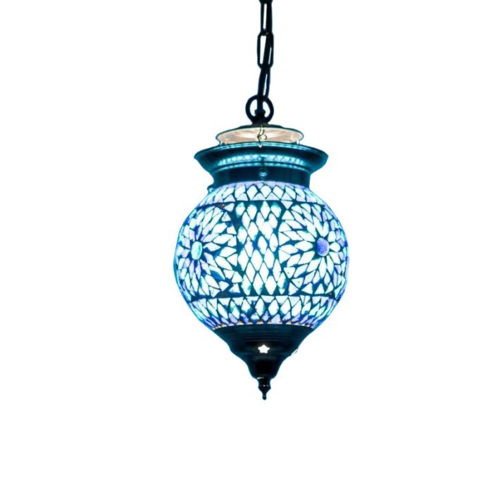 Blauwe oosterse hanglamp mozaïek, Nisrin
