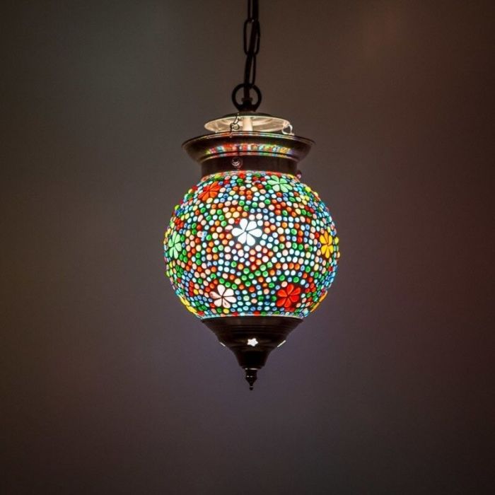 Veelkleurige oosterse hanglamp mozaïek, Nisrin