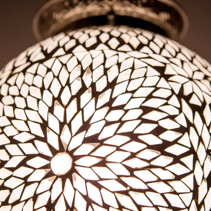 Witte oosterse hanglamp mozaïek, Isa