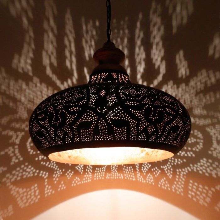 Zwarte oosterse hanglamp filigrain, Zina