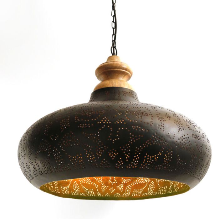 Zwarte oosterse hanglamp filigrain, Zina