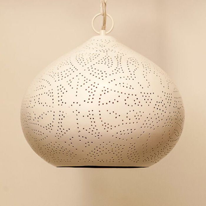 Witte oosterse hanglamp metaal, Noah