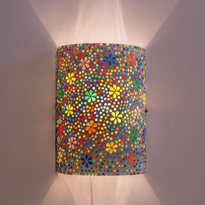 Veelkleurige oosterse wandlamp mozaïek, Mahdia