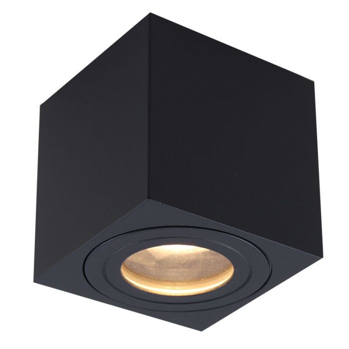 IP44 waterdichte opbouwspot Alion, zwart, vierkant