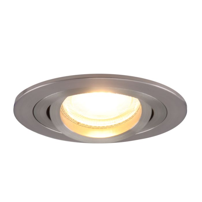 Kantelbare ronde inbouwspot Scott, chroom geborsteld