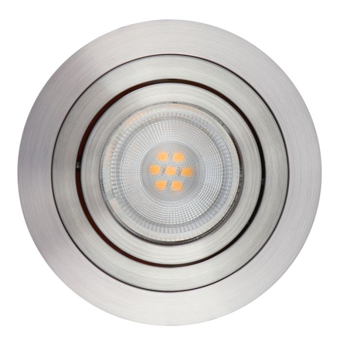 Kantelbare ronde inbouwspot Scott, chroom geborsteld