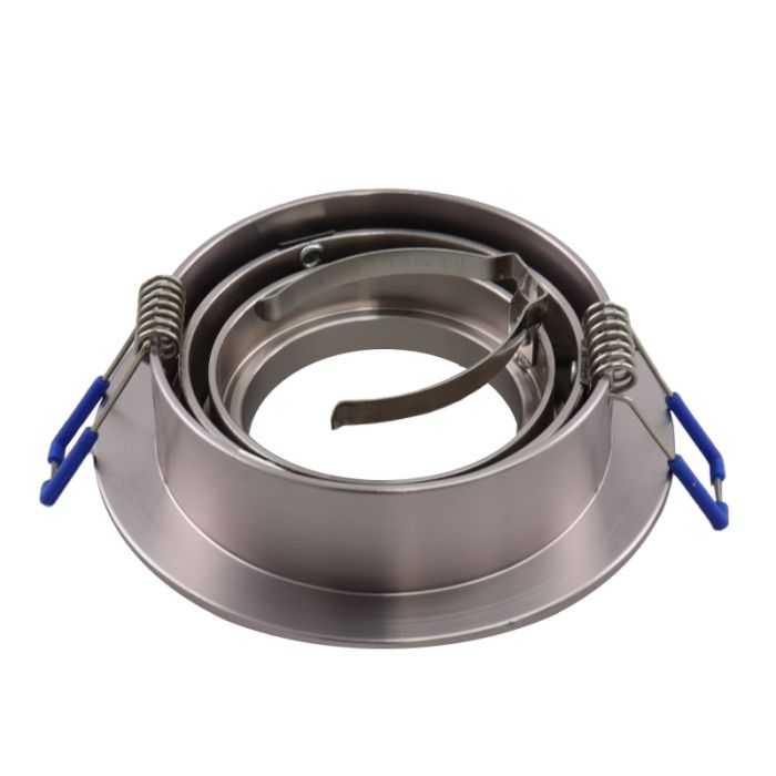 Kantelbare ronde inbouwspot Scott, chroom geborsteld