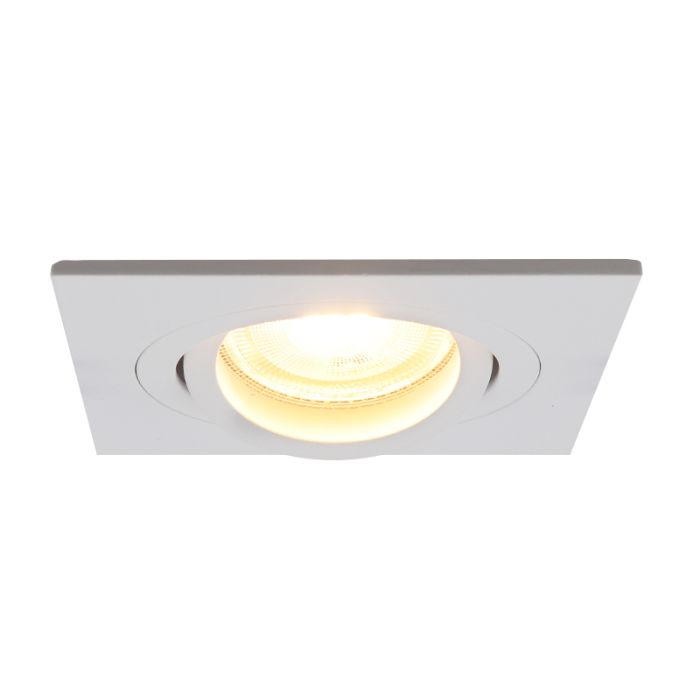 Kantelbare vierkante inbouwspot Scott, wit