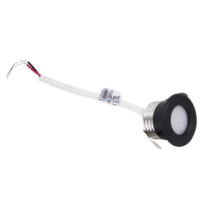 Zwarte mini inbouwspot aluminium, Philomena, 1,5W, 2700K LED, IP44