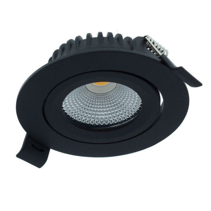 Zwarte inbouwspot aluminium, Wimke, 5W, dim to warm LED, IP44