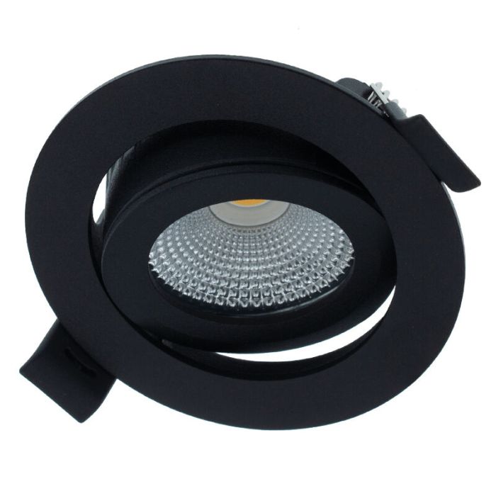 Zwarte inbouwspot aluminium, Wimke, 5W, dim to warm LED, IP44