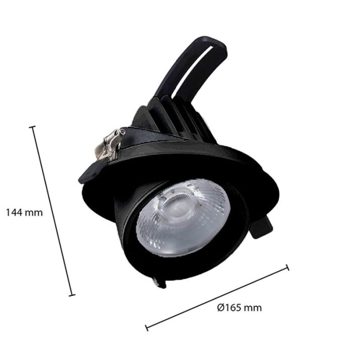 Zwarte downlight banaanspot, Shanaya, 30W, white switch LED