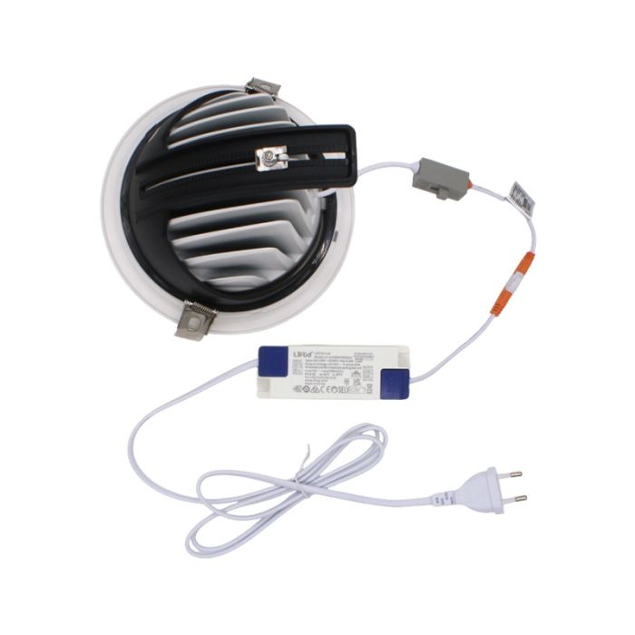 Witte banaanspot downlight aluminium, Anjuli, 15W, white switch LED