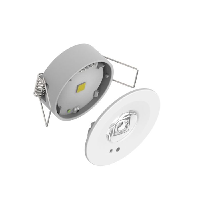 Witte noodverlichting inbouwspot, 1,2W, 6000K LED, 360° lens