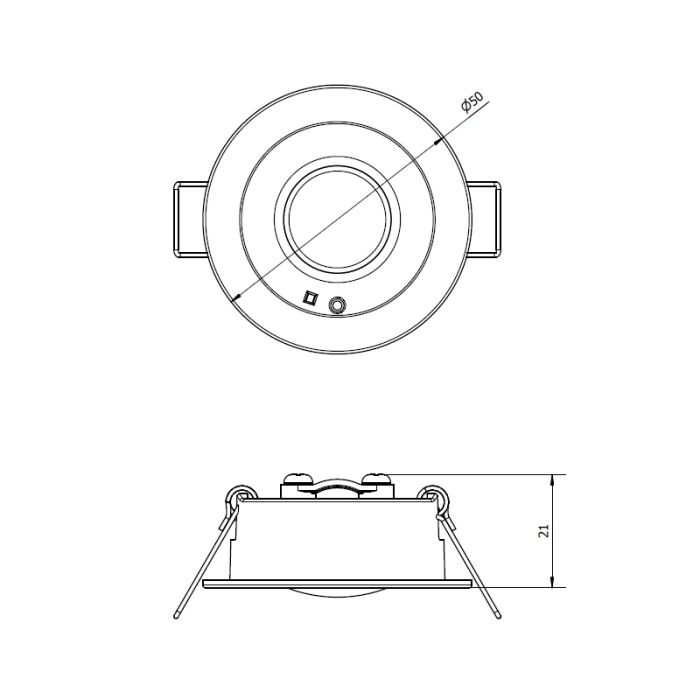Witte noodverlichting inbouwspot, 1,2W, 6000K LED, 360° lens