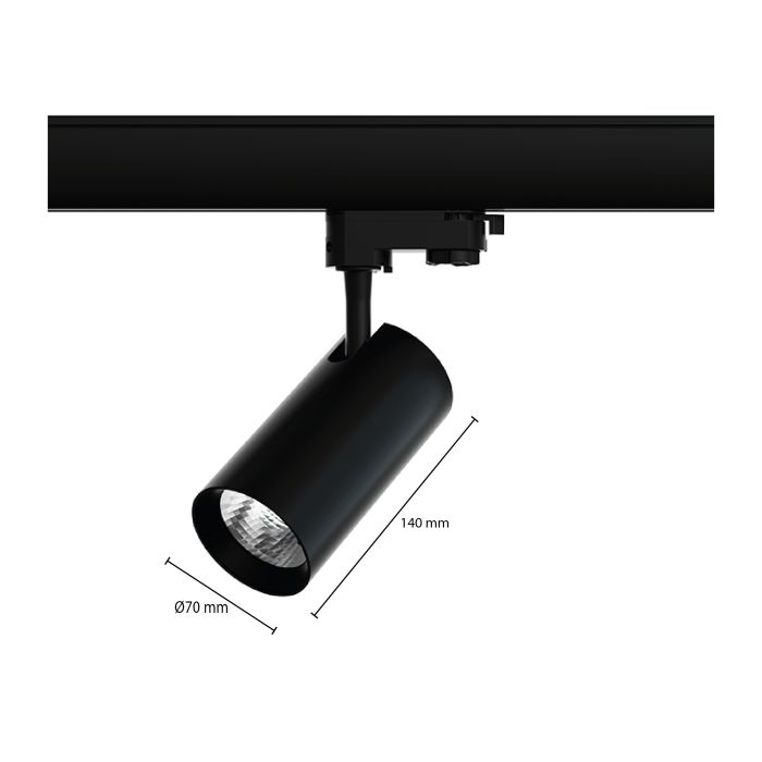 Zwarte 3-fase spot Esmiralda, 10W, 4000K, Pro