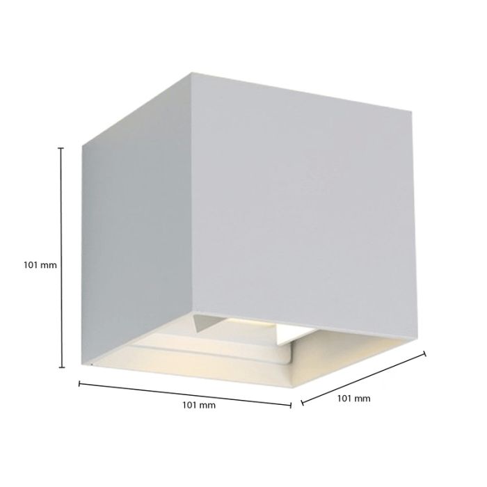 Witte buitenlamp aluminium, Dion, 6W, dim to warm LED, IP54