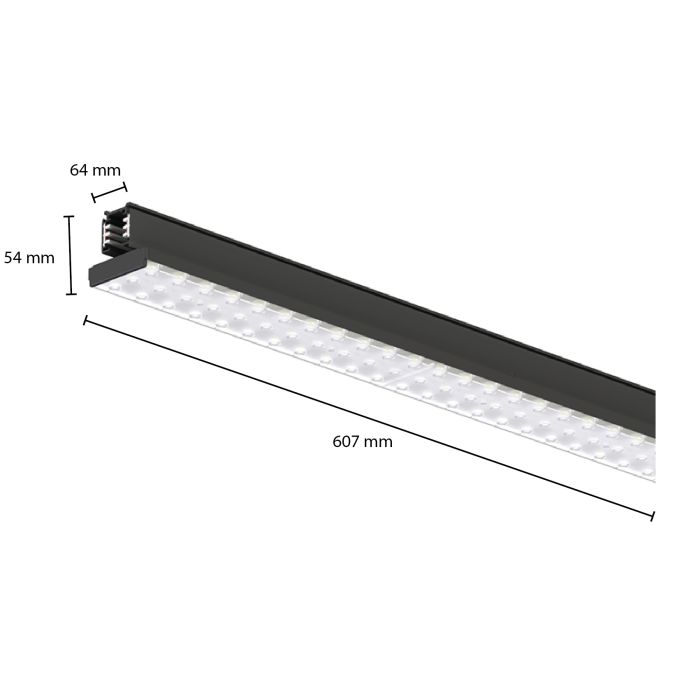 Zwart 3-fase railarmatuur Tora, 27W, 3000K, 60 cm, Pro