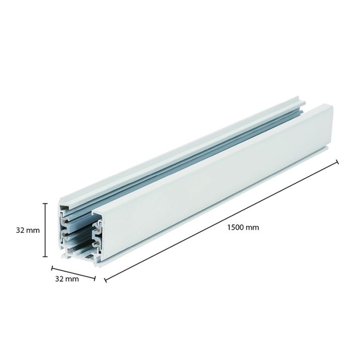 3-fase rail, 1,5 meter, wit, Pro