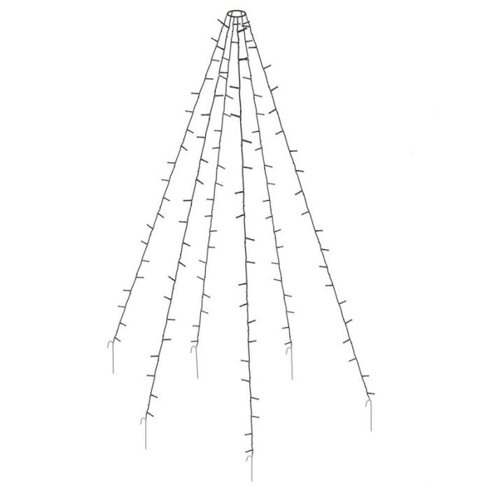 Vlaggenmast verlichting voor buiten, 192 leds, 6 strengen van 2m, zonder mast