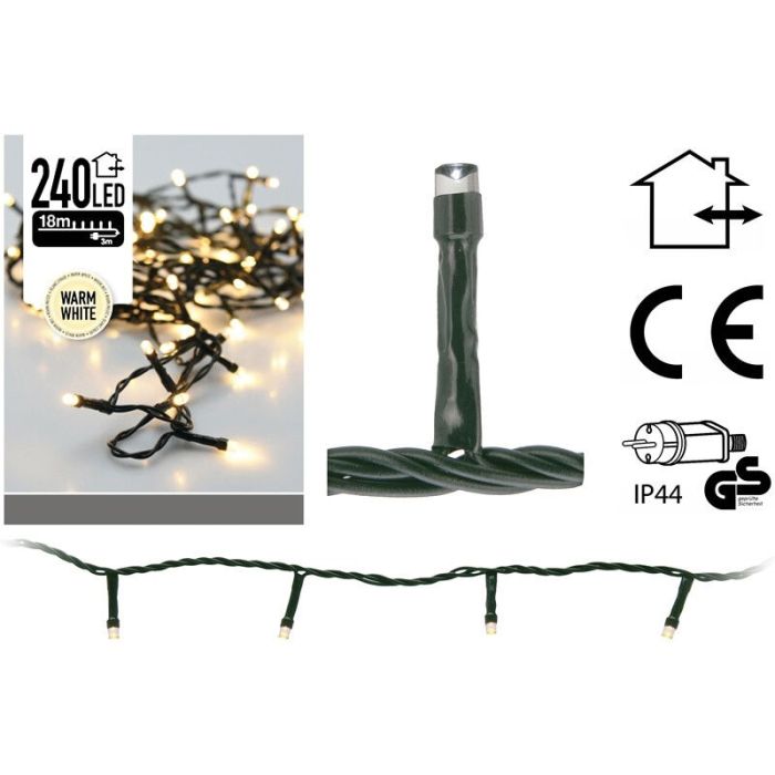 18m LED kerstverlichting buiten, 240 warm witte lampjes