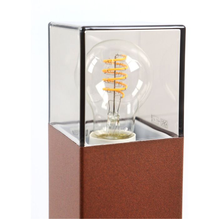 Roestkleur staande buitenlamp Sanel, Smoke glas, 30cm