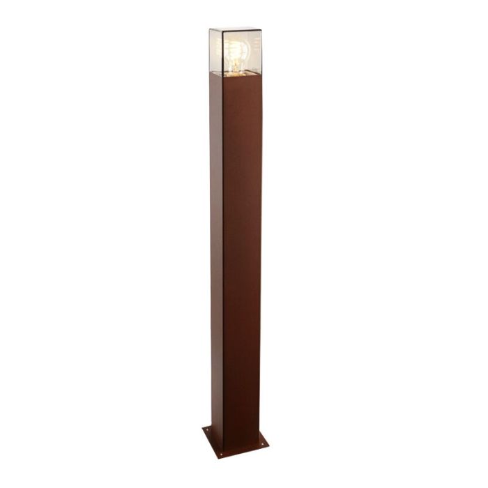 Roestkleur staande buitenlamp Sanel, Smoke glas, 90cm