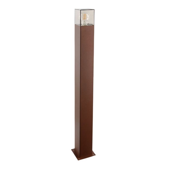 Roestkleur staande buitenlamp Sanel, Smoke glas, 90cm